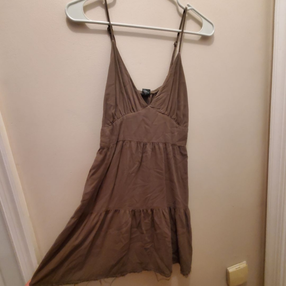 Distressed flowy sage green dress